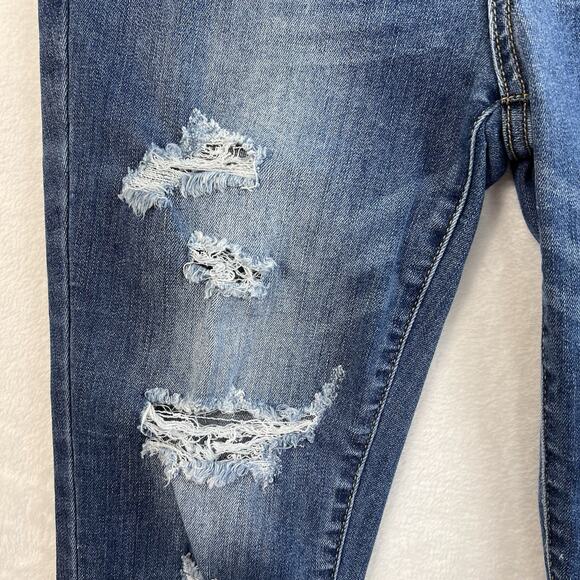Judy Blue 7 / 28 Skinny Fit Capri Jeans Althea Mid Rise Distressed Stretch Denim - Picture 4 of 16
